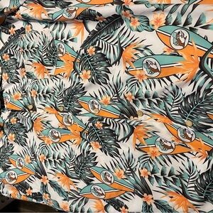 Tropical Surfboard Print Casual Button Down Shirt